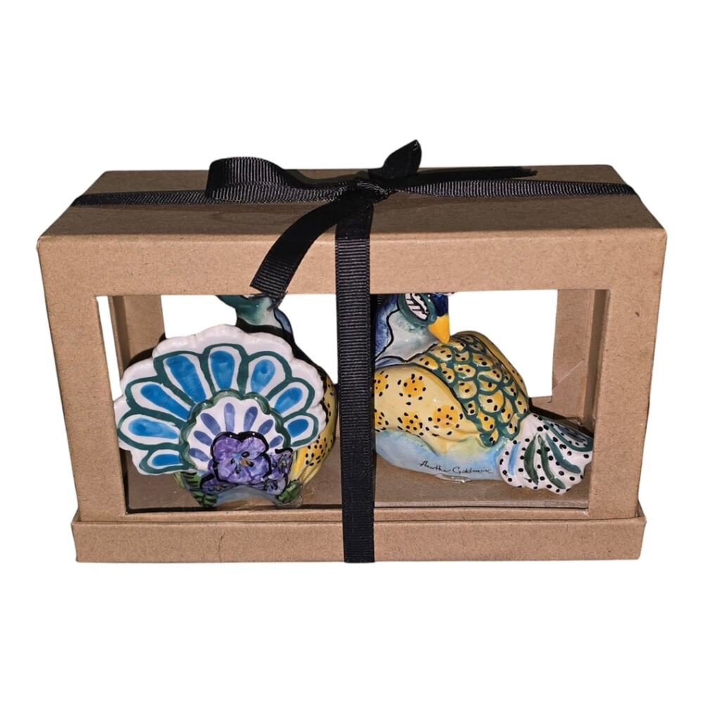 Blue Sky Peacock Ceramic Salt and Pepper Shakers Multicolor New - Picture 4 of 11